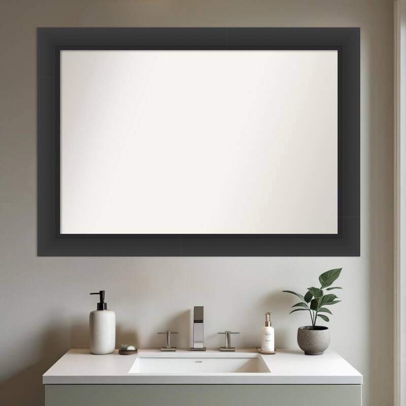 Sloped Non-Beveled Framed Bathroom Vanity Wall Mirror