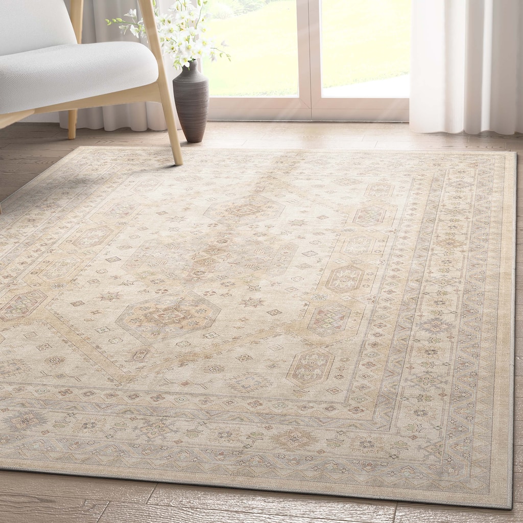 Well Woven Apollo Nicosia Medallion Flat-Weave Machine Washable Area Rug