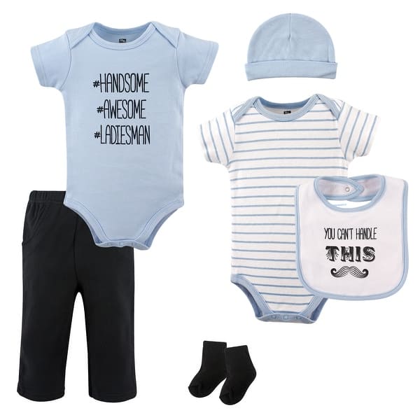 slide 1 of 1, Hudson Baby Infant Boy Cotton Layette Set, Mustache 0-3 Months - Mustache