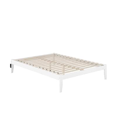 Bed with USB Charger - Simple Design, Strong Slat Kit, No Foundation Needed - White Finish
