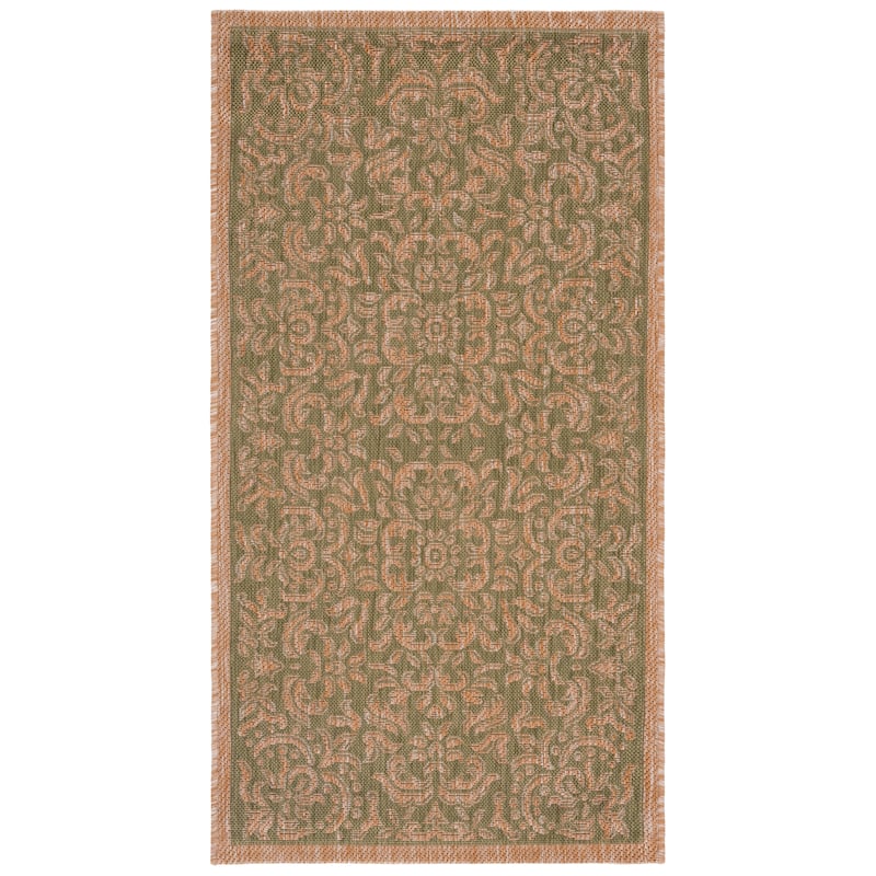 SAFAVIEH, Courtyard Orlanda Indoor/ Outdoor Waterproof Patio Backyard Rug - 2'7" x 5' - Green/Natural