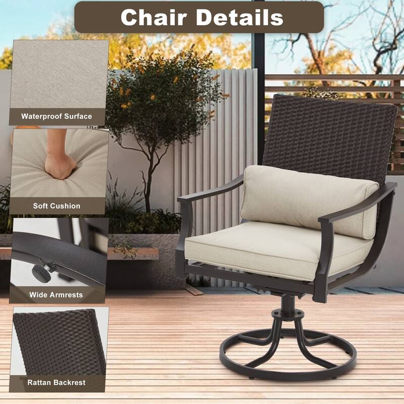 EROMMY Patio Dining Set – 7-Piece Outdoor Furniture Set & 2-Piece Swivel Rocking Chair Option