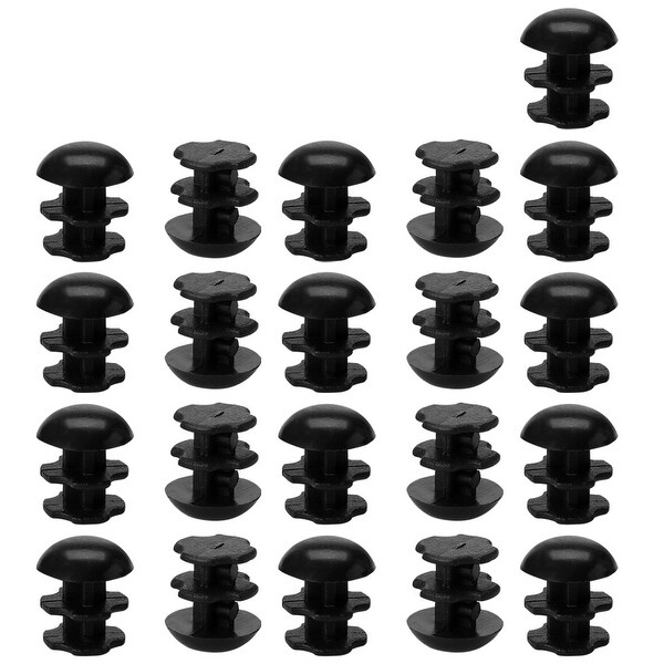 10mm OD Plastic Round End Tube Insert Ribbed Pipe Cover Black Floor Furniture Feet Protector, 0.28"-0.35" Inner Dia 21pcs