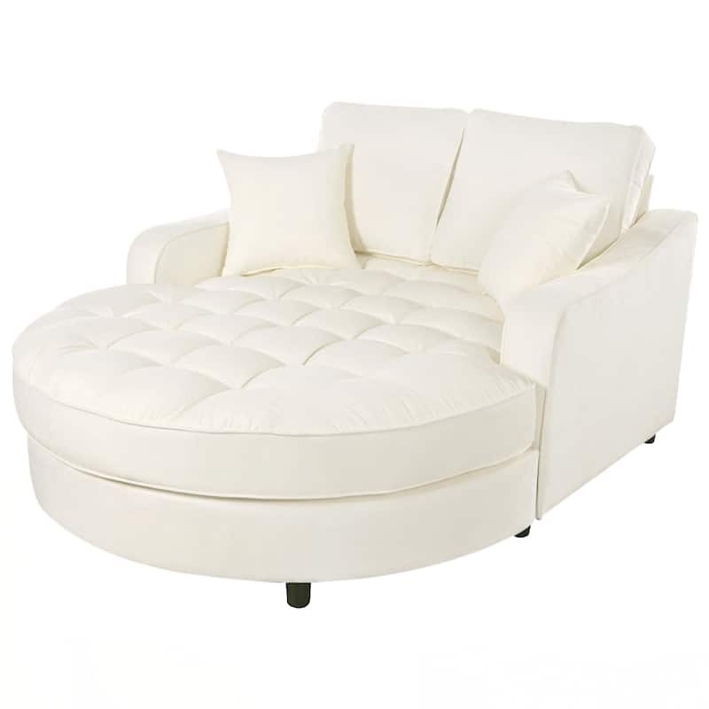 55" Modern Chaise Lounge Sofa Bed Upholstered Sofa Couch with Seat and Detachable Pillows for Living Room
