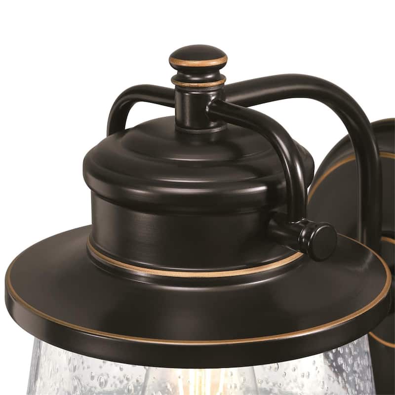 Westinghouse Lighting Emma Jane One Light Outdoor Wall Fixture with Dusk to Dawn Sensor, Amber Bronze Finish, Clear Seeded Glass