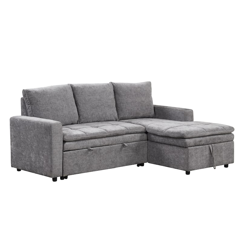 U_STYLE Soft Upholstered Sectional Sofa Bed with Storage Space, Suitable for Living Rooms and Apartments. - N/A