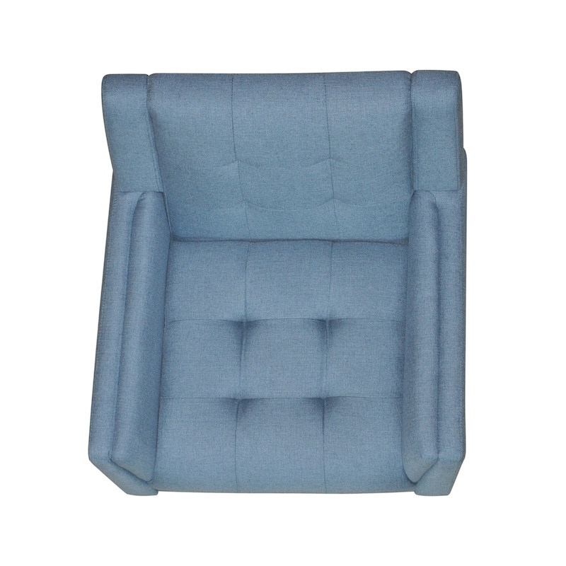 Blue Modern 30.5" Upholstered Button Tufted Arm Chair with Sturdy Rubber Wood Legs