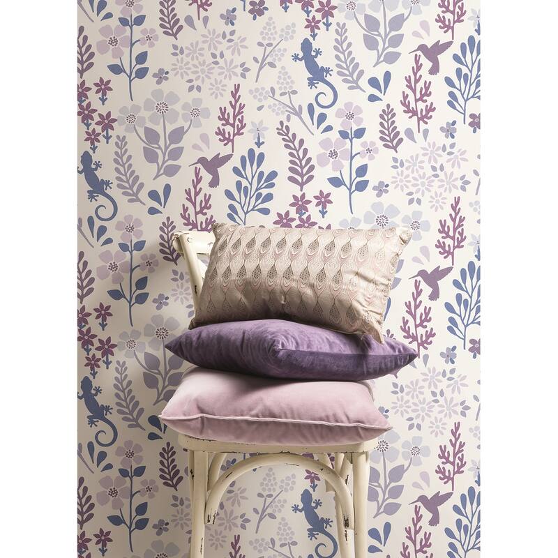 NuWallpaper Periwinkle Zoey Leaf Peel & Stick Wallpaper - 216in x 20.5in x 0.025in