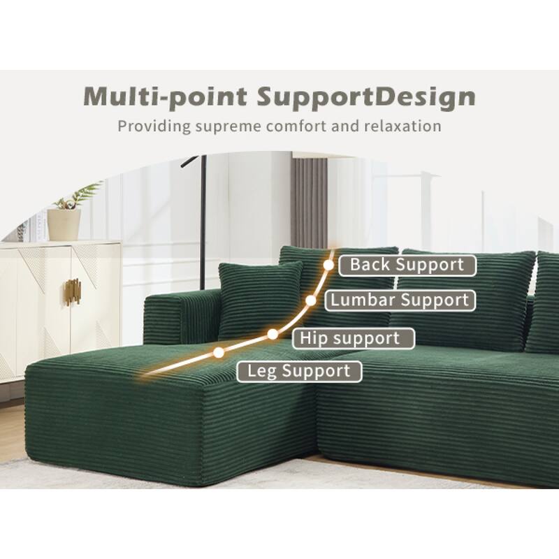 Roomfitters Modular Sectional Sofa L-Shape Cloud Couch with Oversized Left Facing Chaise, Memory Foam 2-Seat Sofa