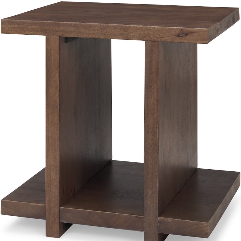 HomeRoots 22" Brown Solid Wood Sled End Table With Shelf - 18' X '22' X '22