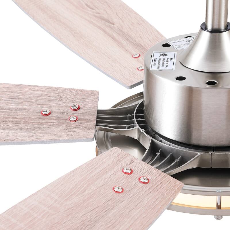 52" Ceiling Fan with Light and Remote,3 Color LED Light,Retracable Blades - 52 Inches