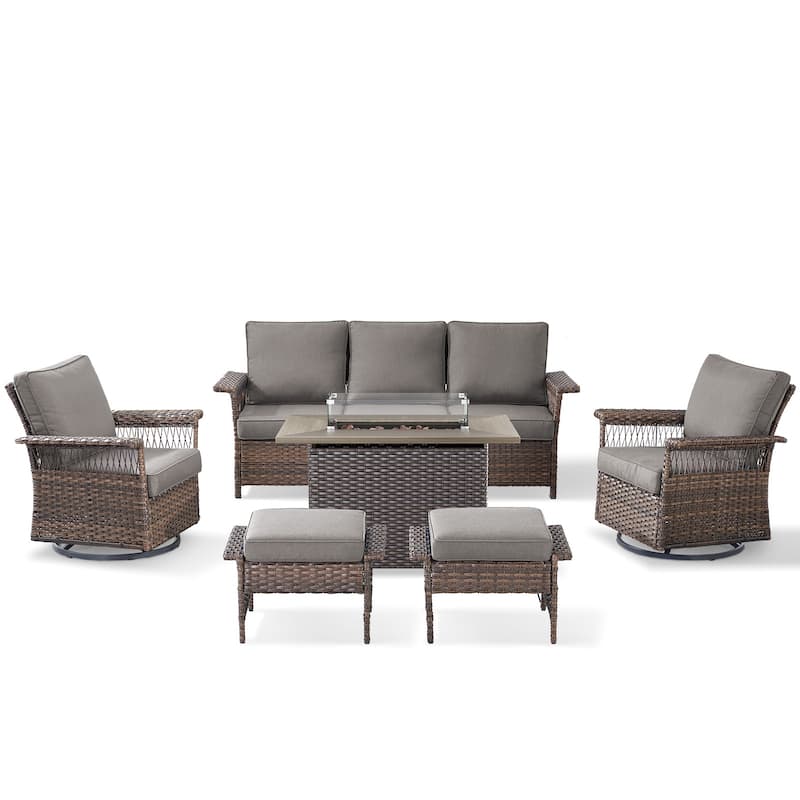 Pocassy 41 in Fire Pit Table with Patio Sofa Chair Funiture