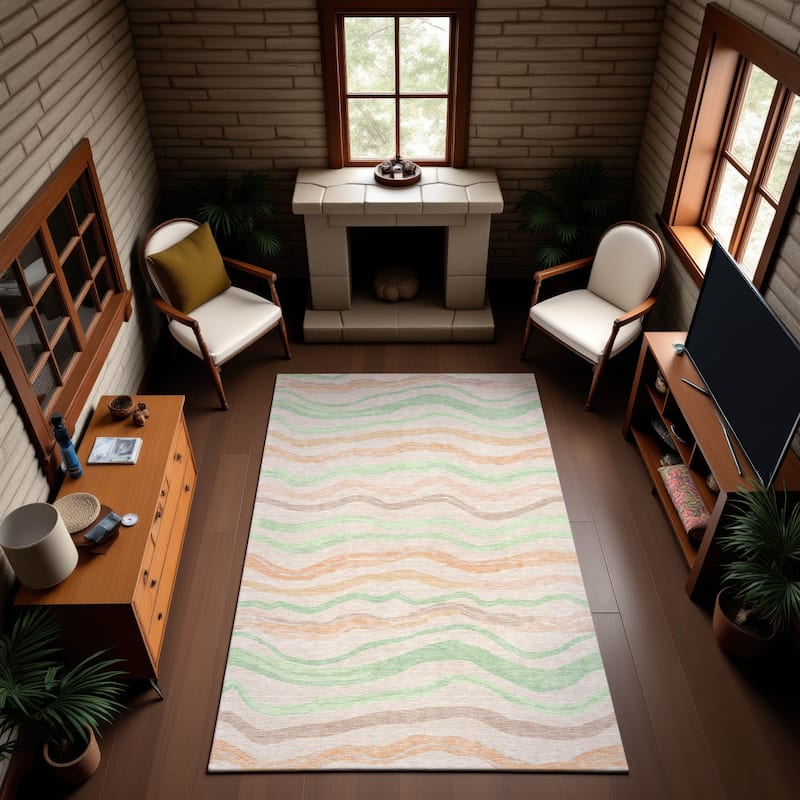 Premium Washable Super Soft Casual Stripes Mayfield Rug - Peach - 5' x 7'6"
