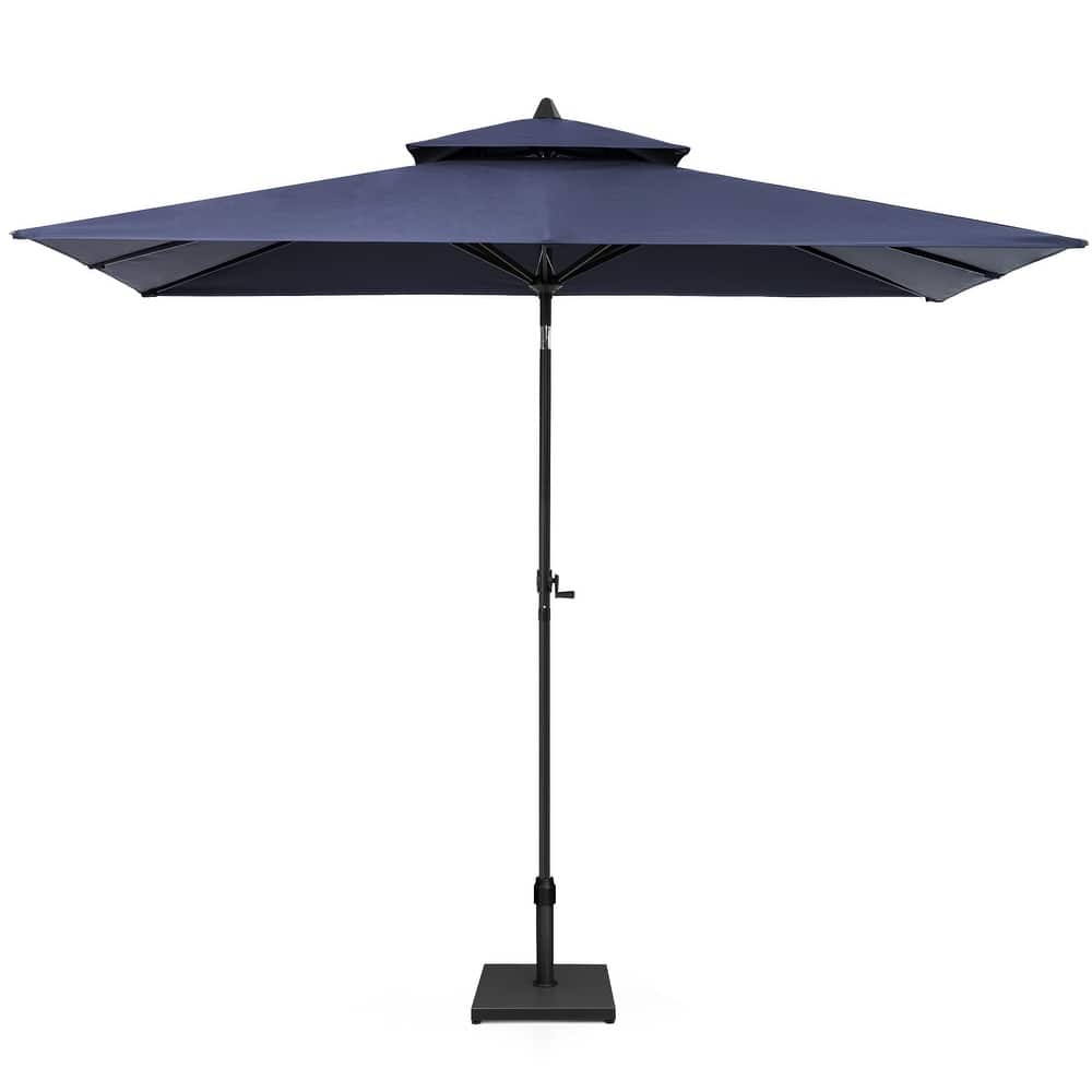 Pellebant Outdoor Patio 10 X 6.5 FT Double Top Market Umbrella with Base