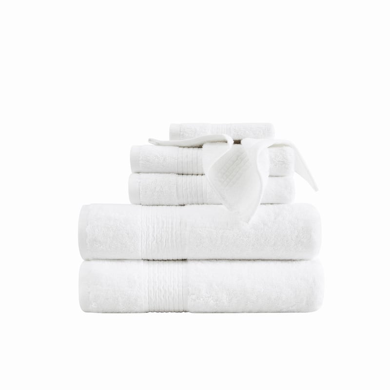 Badgley Mischka Cotton TENCEL™ Oversized 6 Piece Towel Set - White