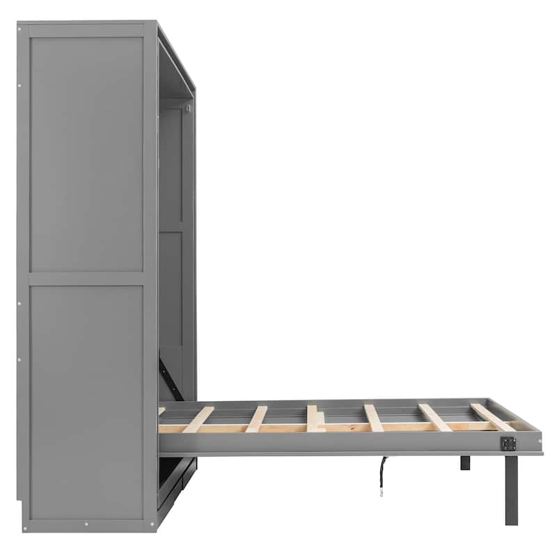 Queen Murphy Bed 360° Rotating Hidden Storage Racks Cabinet Wall Bed