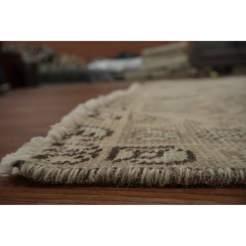 Hand Knotted Oriental 100% Wool Carpet Traditional Medallion Beige & Ivories Tabriz Area Rug - 9' 4'' X 6' 8''