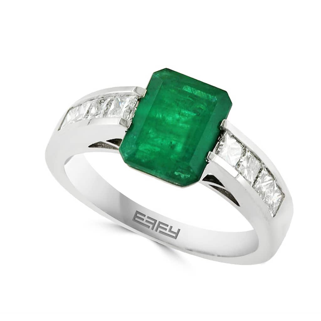 EFFY 14K Gold Diamond Natural Emerald Ring