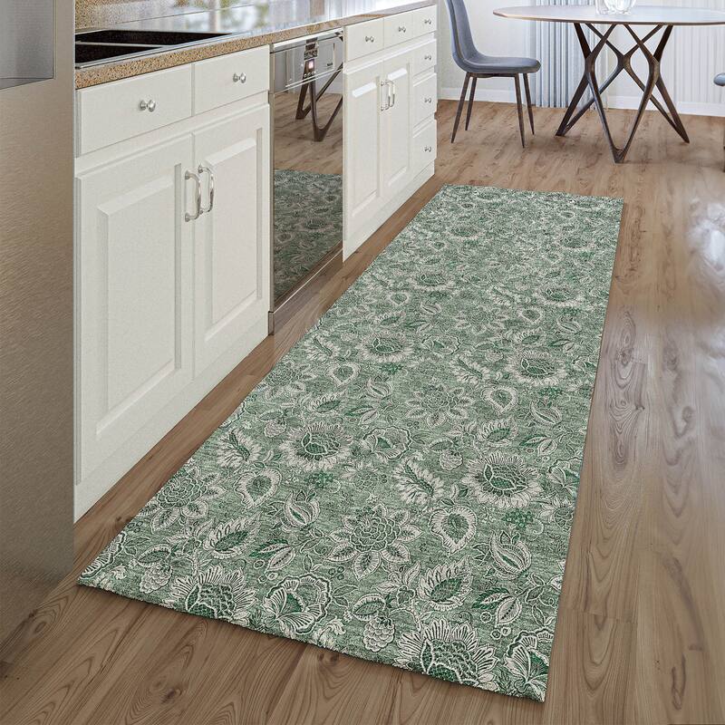 Premium Washable Super Soft Floral Mayfield Rug - Sage - 2' 3" x 7' 6" - Runner