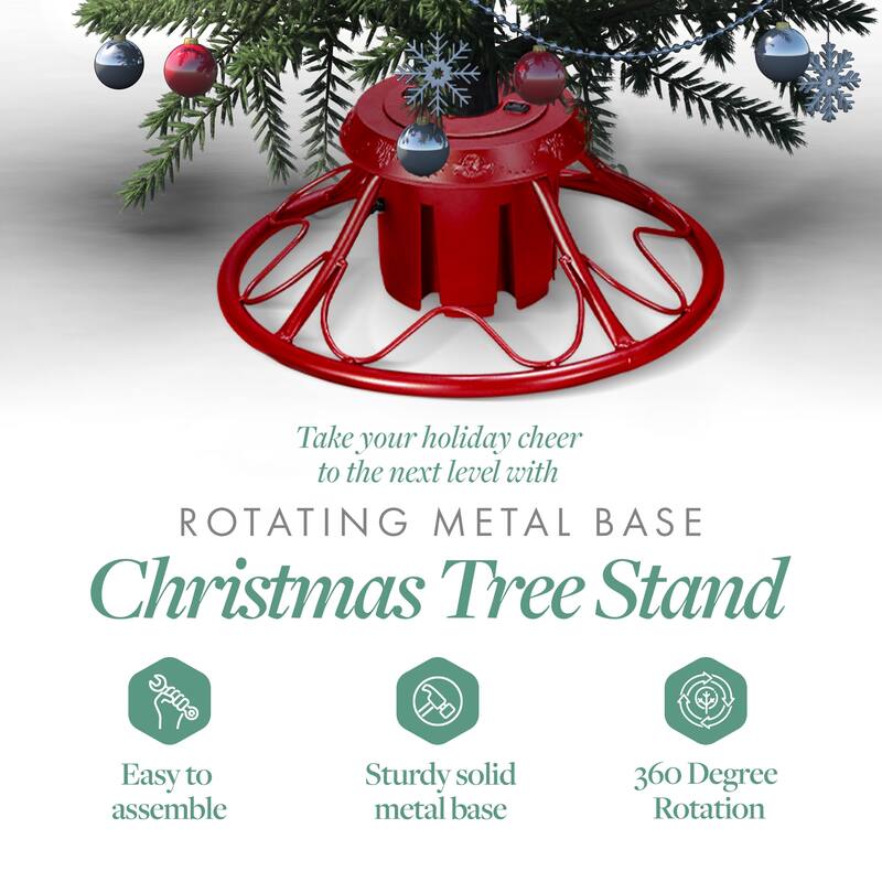Home Heritage Rotating Tree Stand Base w/ Cascade 7 Ft Pre-Lit Holiday Tree - 27.3