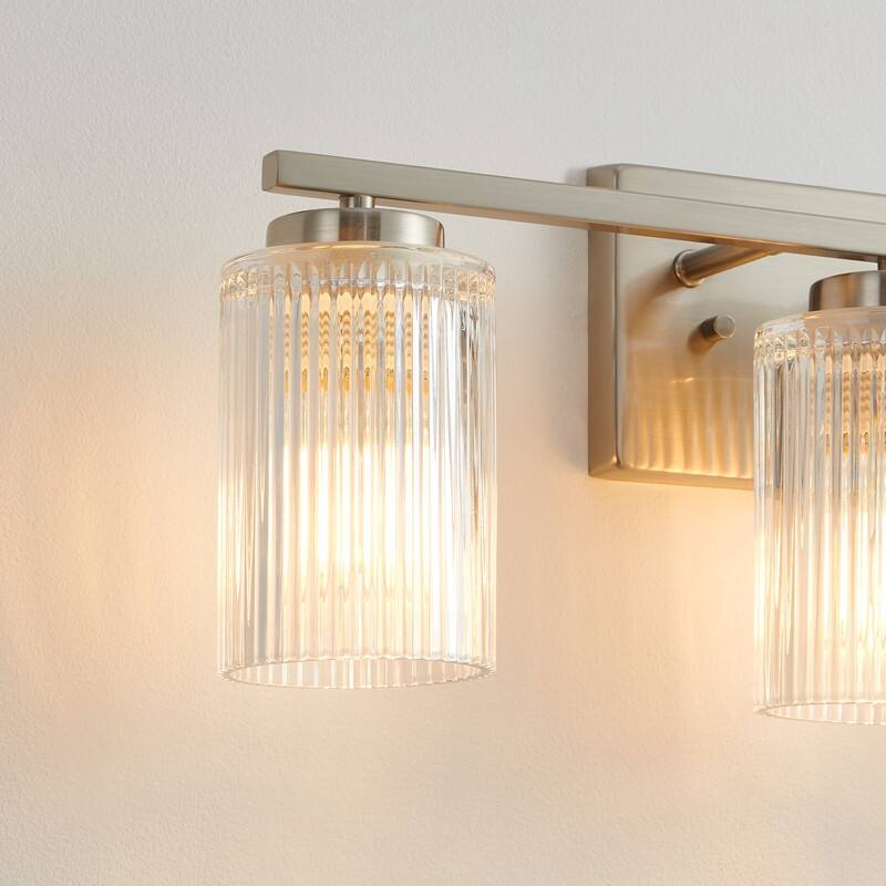 KAWOTI 30" 4-Light Bathroom Vanity Light with Fluted Glass Shades