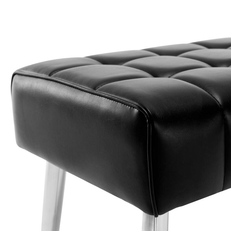 Upholstered Leather Entryway Bench, Bedroom Bench for End of Bed - 44.5"L