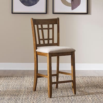 Santa Rosa Antique Honey 24 Inch Lattice Back Counter Chair (Set of 2)
