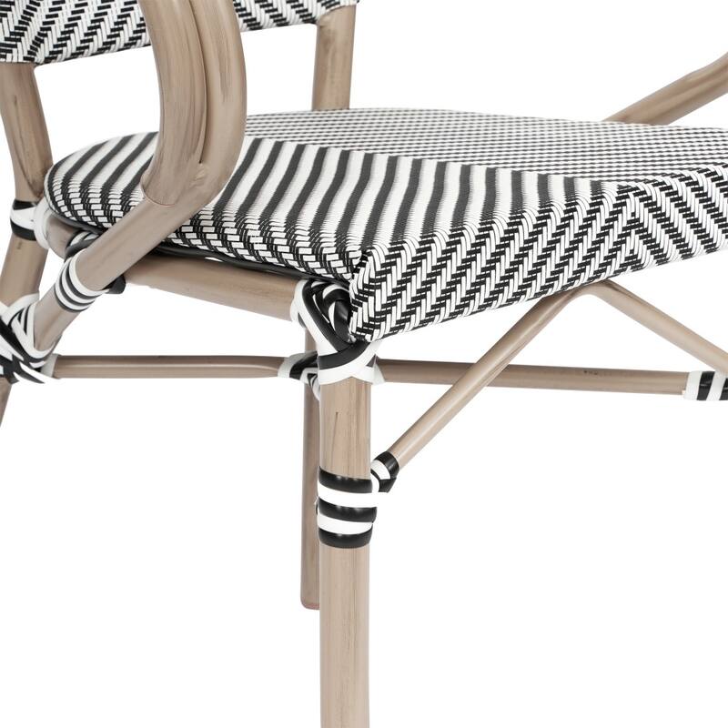 All-Weather Commercial Paris Chair with Arms and Metal Frame