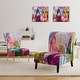 preview thumbnail 2 of 15, Designart "Colorful Pink Purple Flowers" Upholstered Traditional Accent Chair and Arm Chair