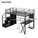 preview thumbnail 21 of 34, Gaming Metal Loft Bed with Built-in Work Station & Wardrobe, Heavy Duty Loft Bed Frame with Storage Staircase and LED Lights