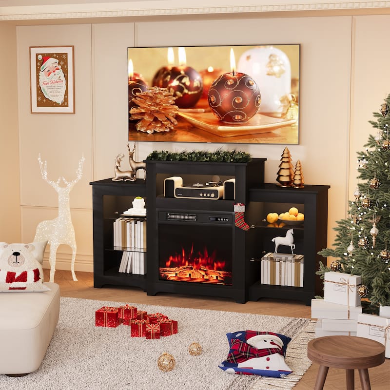 EROMMY Electric Fireplace Heater Mantel TV Cabinet, Media Entertainment Center, Energy Efficient Heater