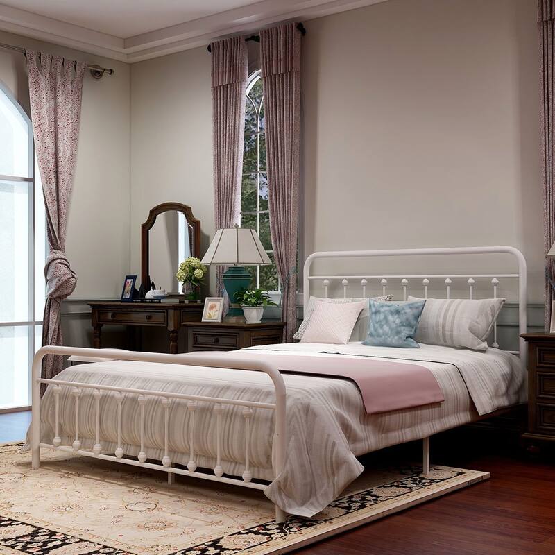 Alazyhome Simple Vintage Metal Platform Bed Frame, Easy-Assembly