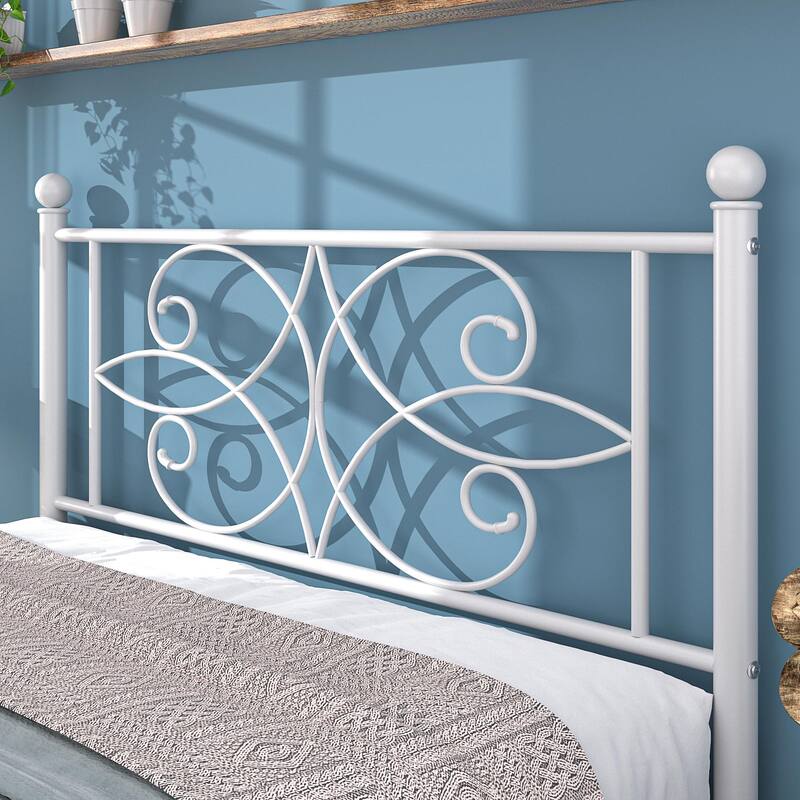 VECELO Metal Bed Frame with High Headboard and Footboard, Platform Beds with Heavy Duty Mattress Foundation