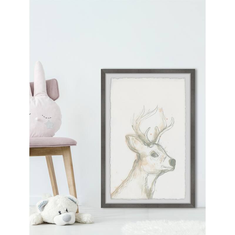 Deer Cameo IV Framed Wall Art, Elegant Home Touch - Sophisticated Artwork for Refined Décor