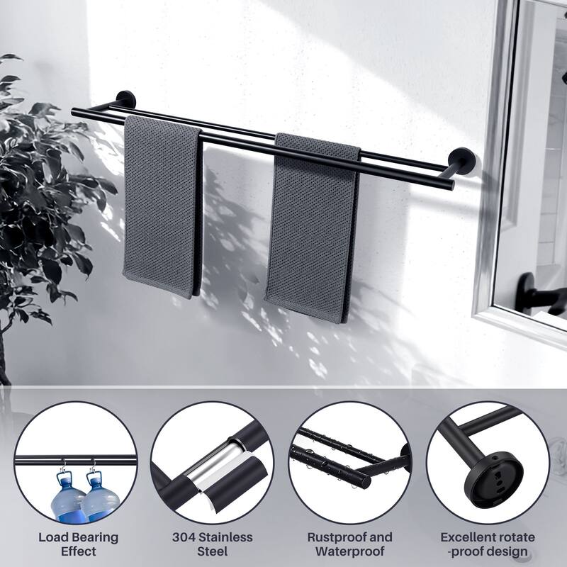 WOWOW Wall Mounted Stainless Steel Double Towel Bar