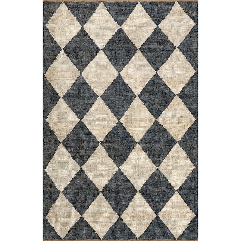 Louie Diamond Checkerboard Jute Area Rug