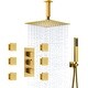 preview thumbnail 3 of 33, 12" Ceiling Mount Rainfall 3 Way Thermostatic Shower Faucets Sets with 6 Body Jets