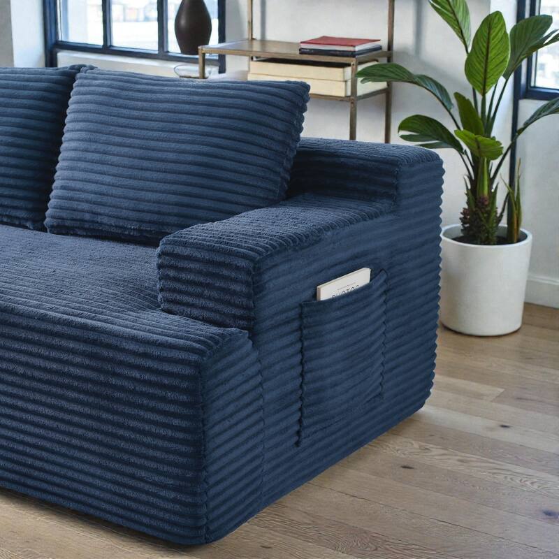 L Shaped Cloud Sectional Sofa with Deep Seat, Corduroy Modular Sleeper Couch, No Assembly Required