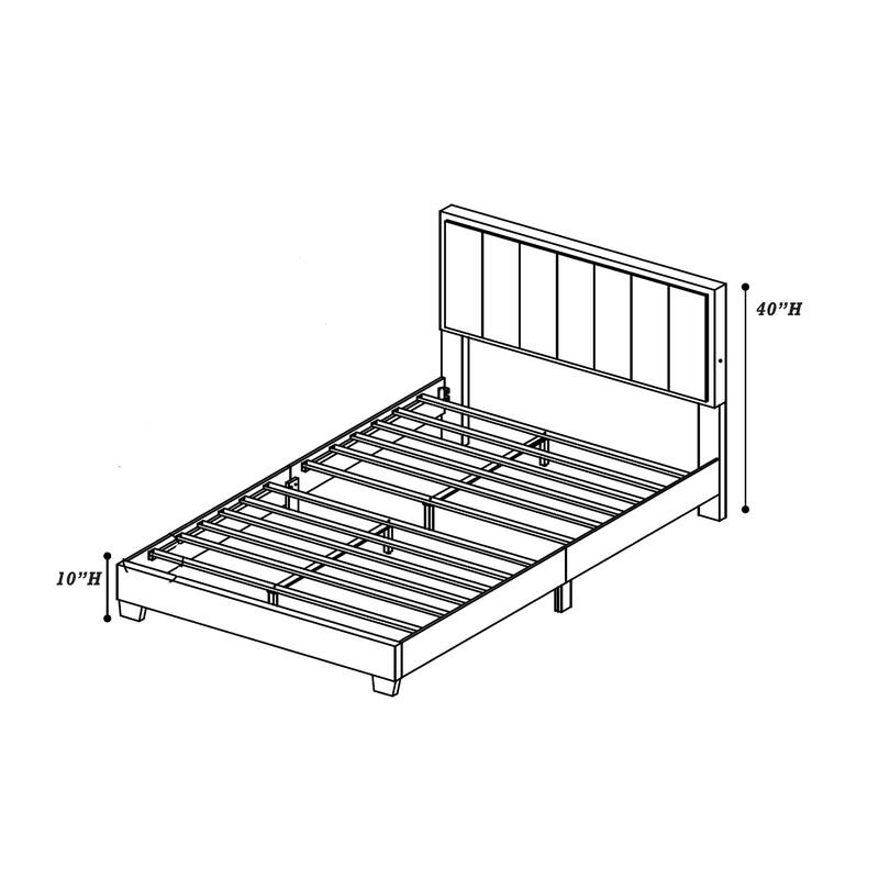 Jiana Full Bed, Light Gray Wool Upholstery, LED Headboard