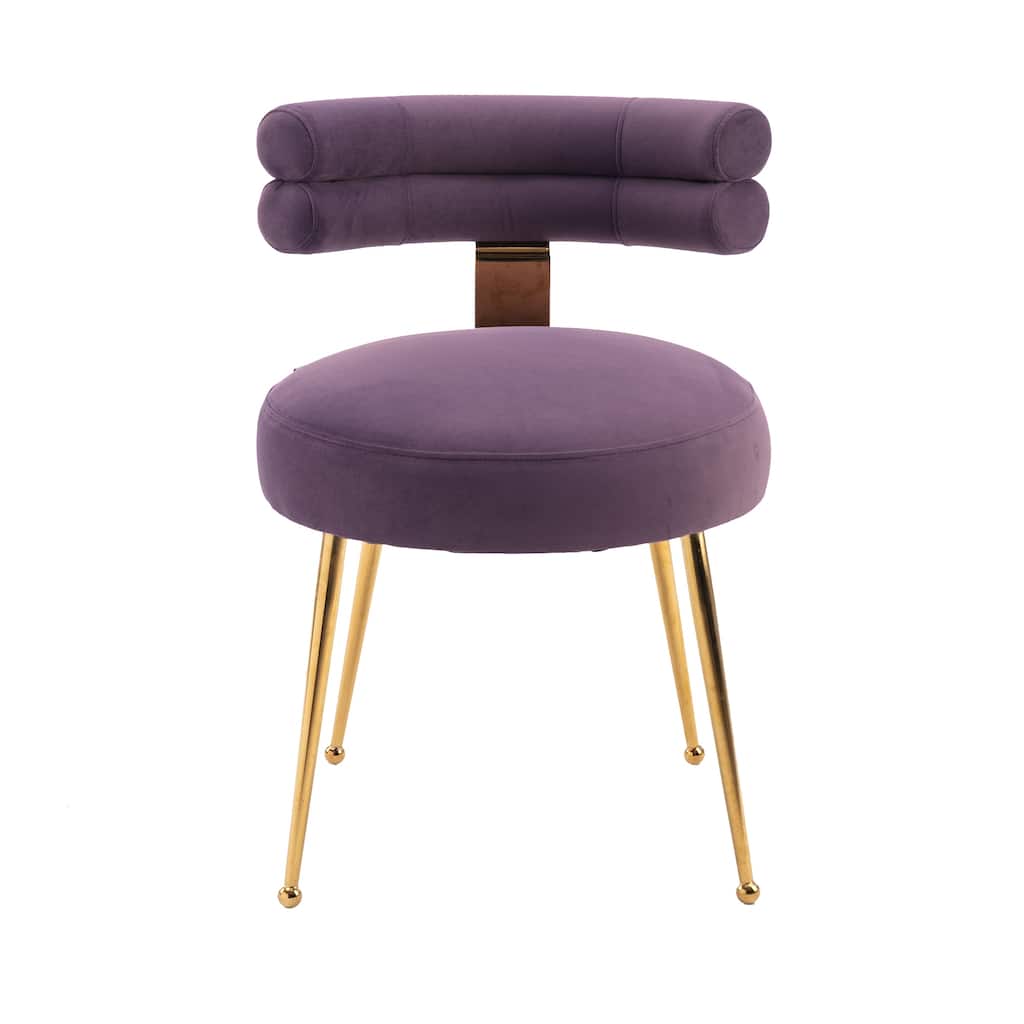 Velvet light luxury dining chairs, metal leisure chairs with backrest,sets of 2