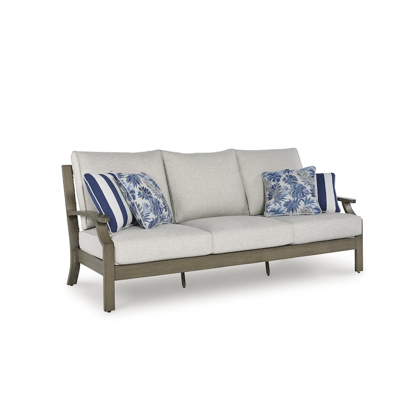 Signature Design by Ashley Rainier Ranch Brown/Beige Outdoor Sofa with Cushion - 89.25" W x 36.25" D x 42" H