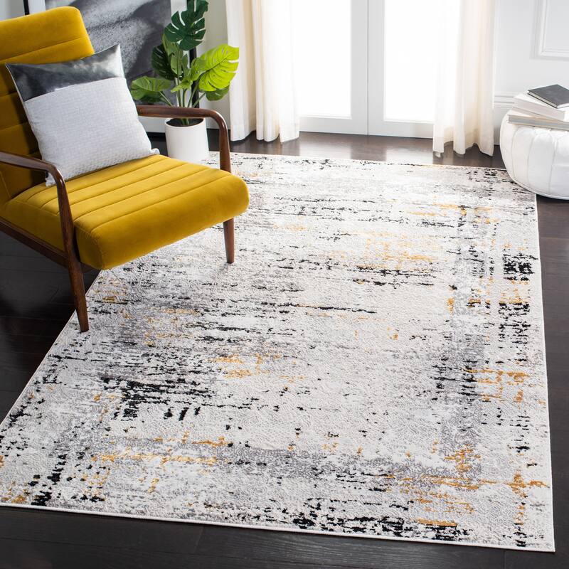 SAFAVIEH Amelia Afaf Abstract Distressed Rug - 9' x 12' - Grey/Gold