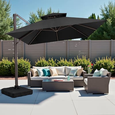 Pellebant 10X13FT Outdoor Patio Offset Umbrella 360 degrees Rotation with No Base