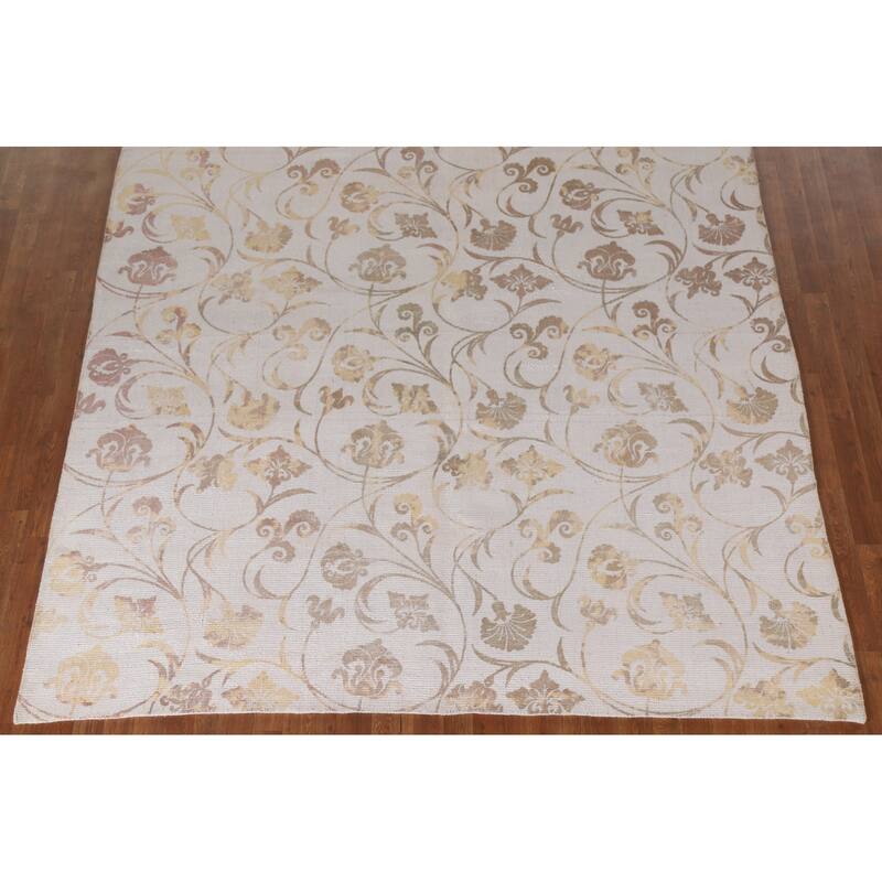 All-Over Floral Abstract Modern Area Rug Hand-Knotted Wool Carpet - 7'10"x 9'10"