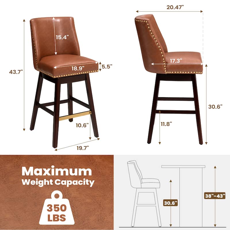 Crestlive Bar Stools Swivel Barstool with Back