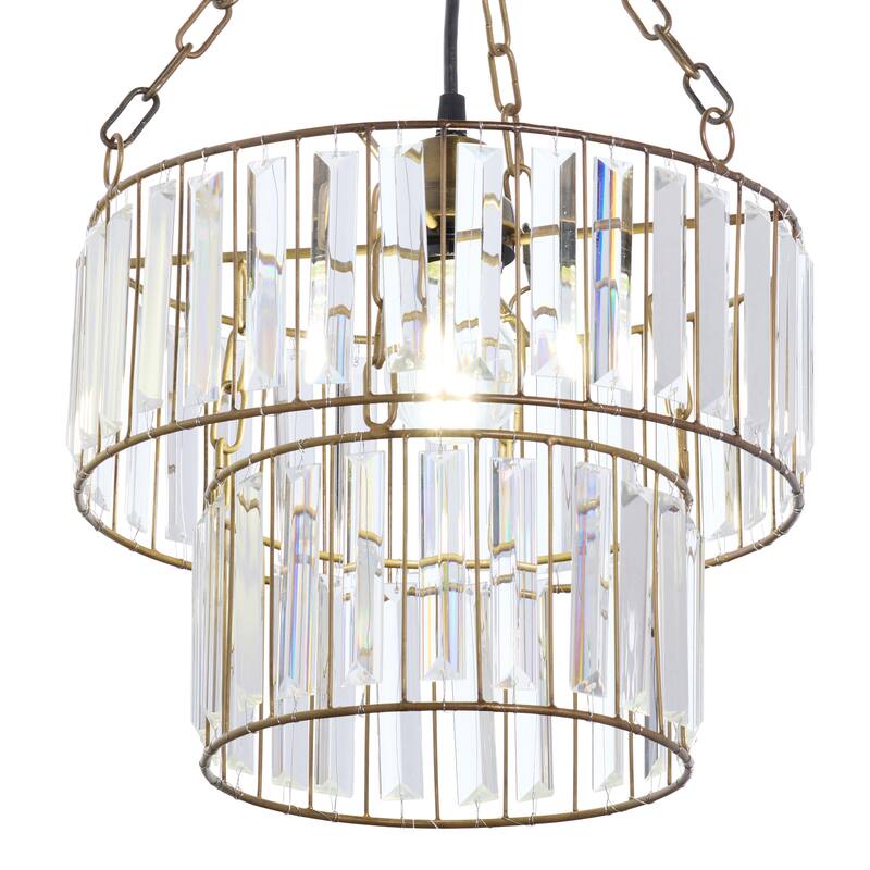 Octavius River of Goods Gold and Clear Metal and Glass Adjustable Drop Height 12-Inch Hanging Pendant Light