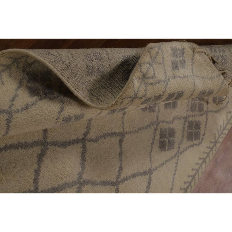 All-Over Trellis Moroccan Oriental Area Rug Hand-Knotted Wool Carpet - 5'0" x 8'1"