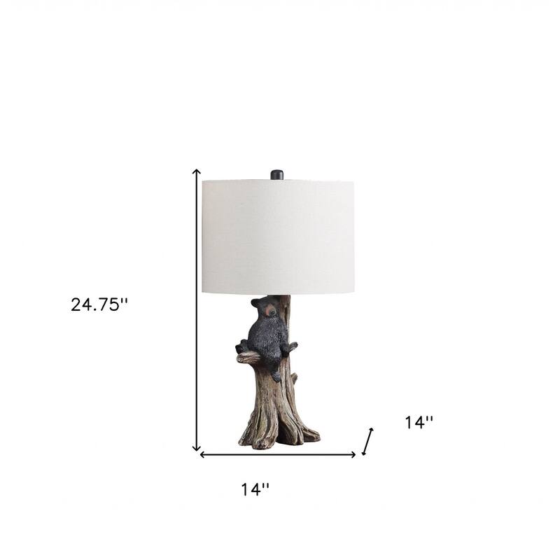 HomeRoots 25" Black Blear in a Tree Table Lamp With Beige Shade - 14
