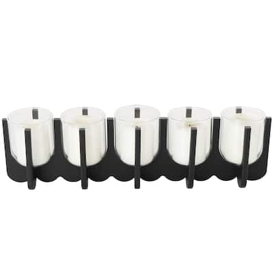 Wooden Hurricane 5 or 3 Slot Candle Holder - Black - Roche River Decor