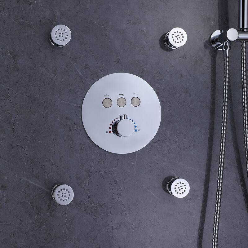 Rbrohant 11" Rainfall Shower Faucet System Massage Jet w/ Mixer Valve